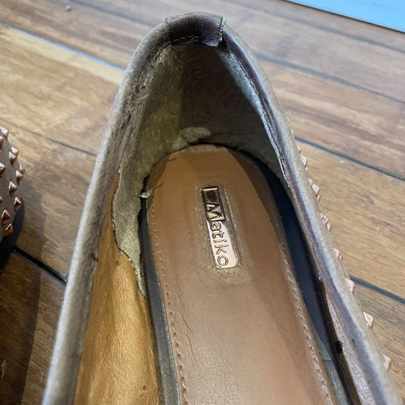 Matiko Tan Loafer with Rose gold Studs -7.5- - Picture 11 of 14